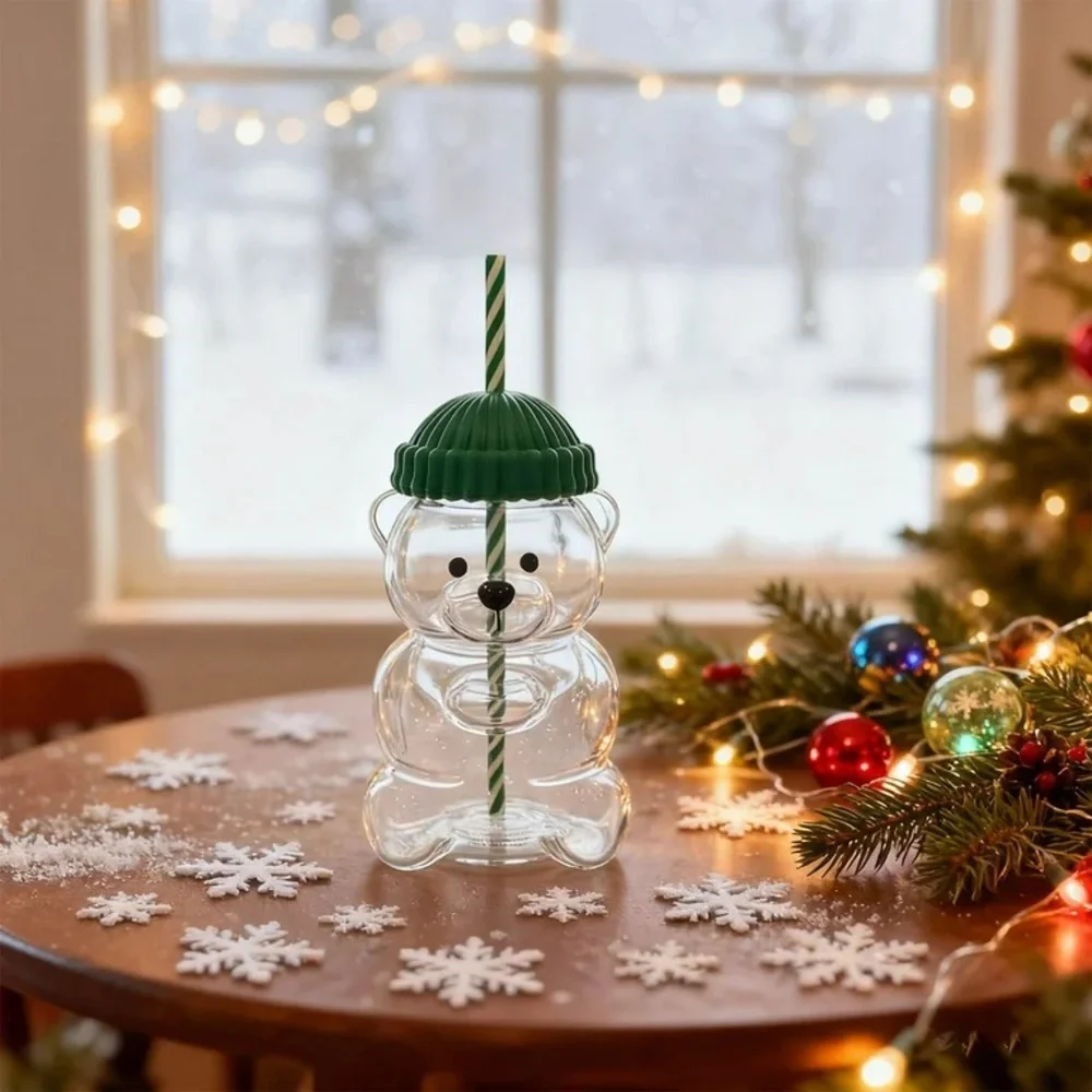 Green Bear Shaped Party Cup with Straw